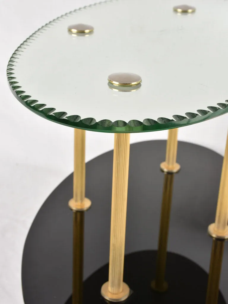 1970s oval side table - mirrored 21¾"