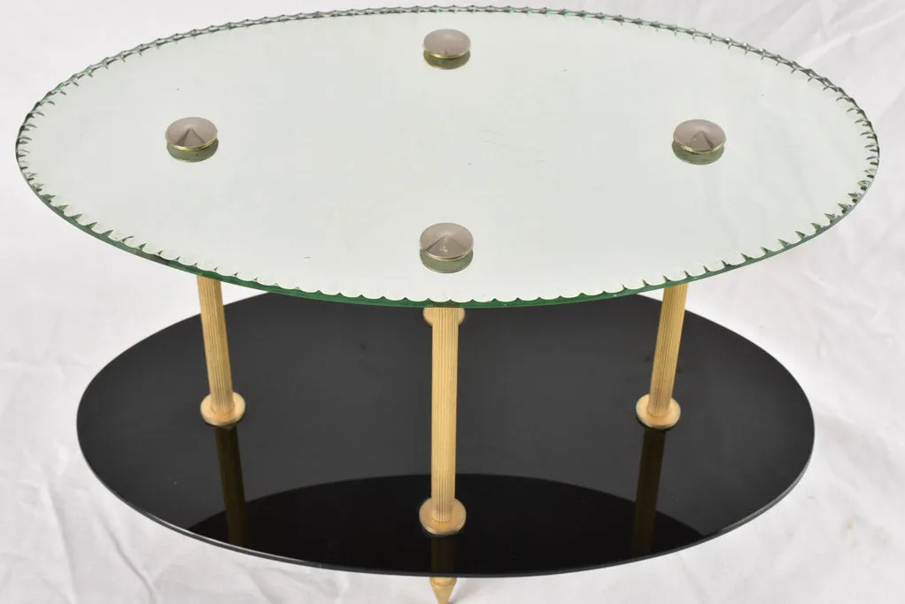1970s oval side table - mirrored 21¾"