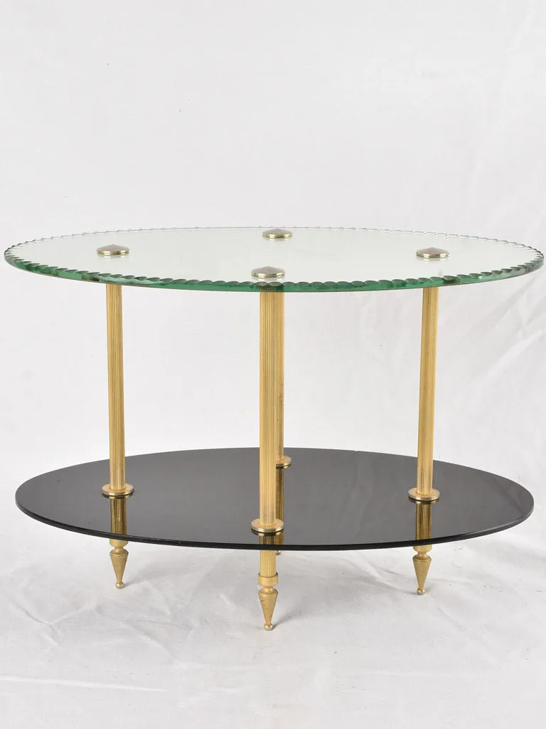 1970s oval side table - mirrored 21¾"