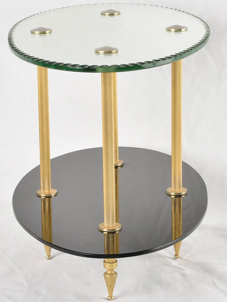 1970s oval side table - mirrored 21¾"