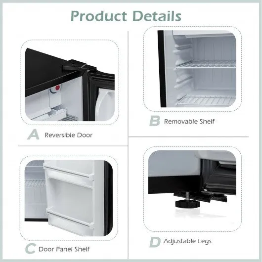 2.5 Cu Ft Compact Single Door Refrigerator with Freezer-Black