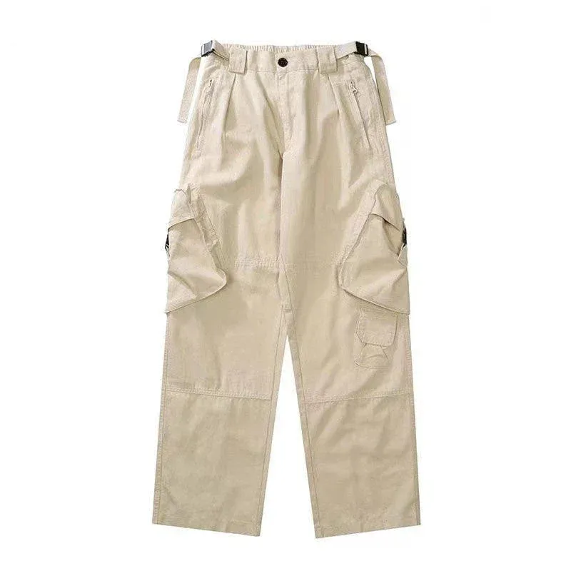 Advbridge  New Oversized Pocket Cargo Pants Girls Retro Couples Straight Casual Pants Streetwear Women Wide Leg High Waist  y2k Pants