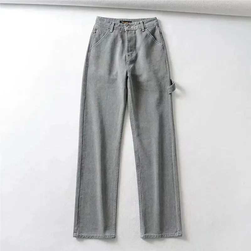 Advbridge -  Women's High Waist Fashion Streetwear Straight Leg Jeans Woman Girls Wide Leg Trousers Female Jean Femme Denim Pants Mom Jeans