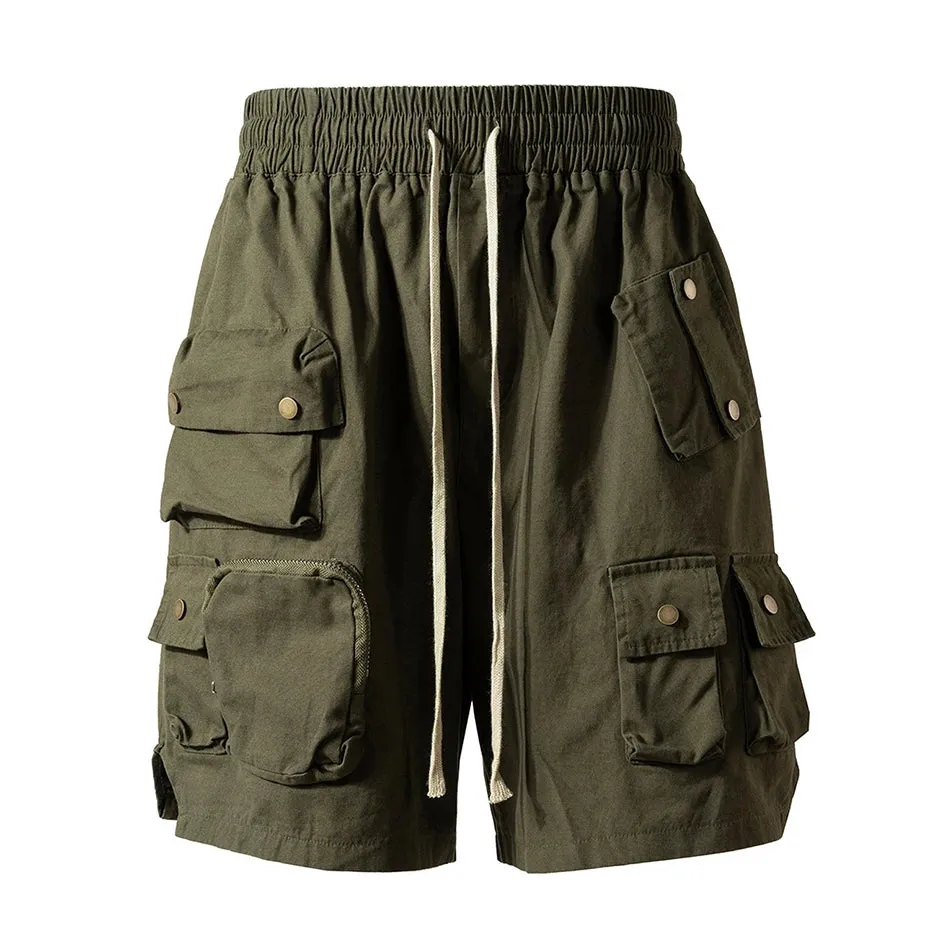 Aidase Hip Hop Y2K Streetwear Cargo Shorts Multi Pockets Tactical Fashion Man Shorts Techwear Harajuku Summer Casual Short Pants
