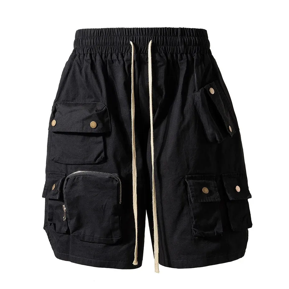 Aidase Hip Hop Y2K Streetwear Cargo Shorts Multi Pockets Tactical Fashion Man Shorts Techwear Harajuku Summer Casual Short Pants