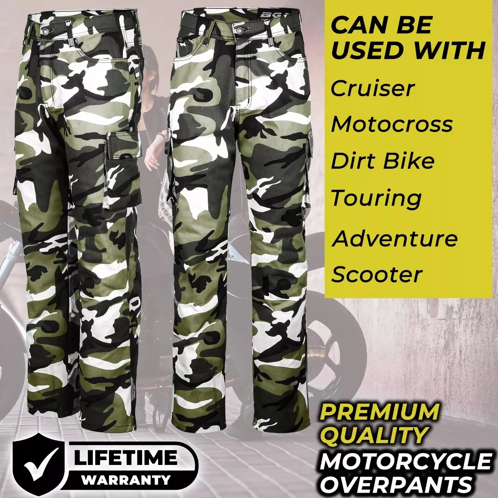 BGA Robin Men Motorcycle Protective Cargo Pants Grey/Camo
