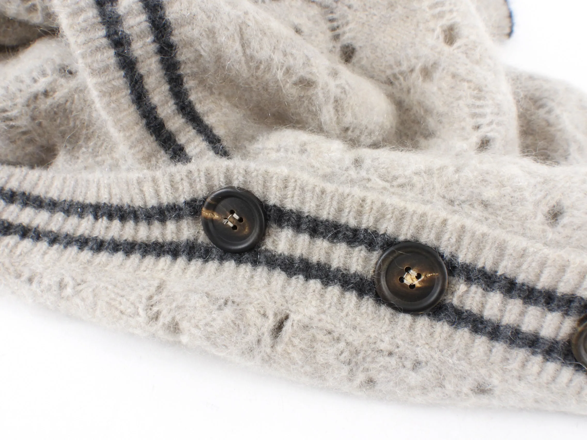 Brunello Cucinelli Light Taupe Mohair Knit Crop Cardigan Sweater - S (4/6)