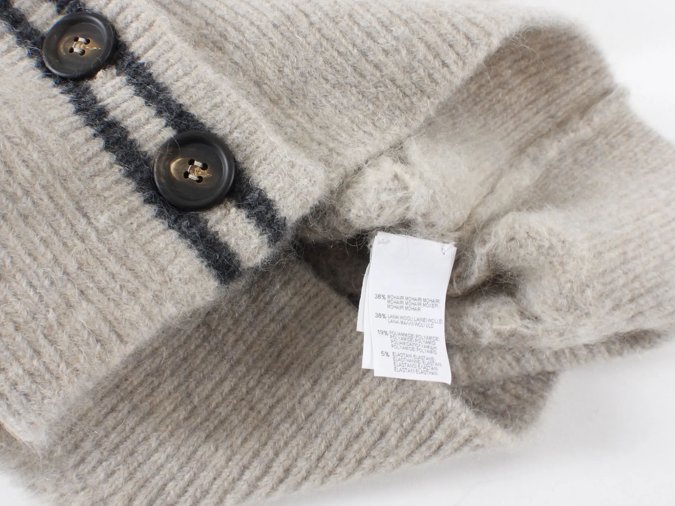 Brunello Cucinelli Light Taupe Mohair Knit Crop Cardigan Sweater - S (4/6)