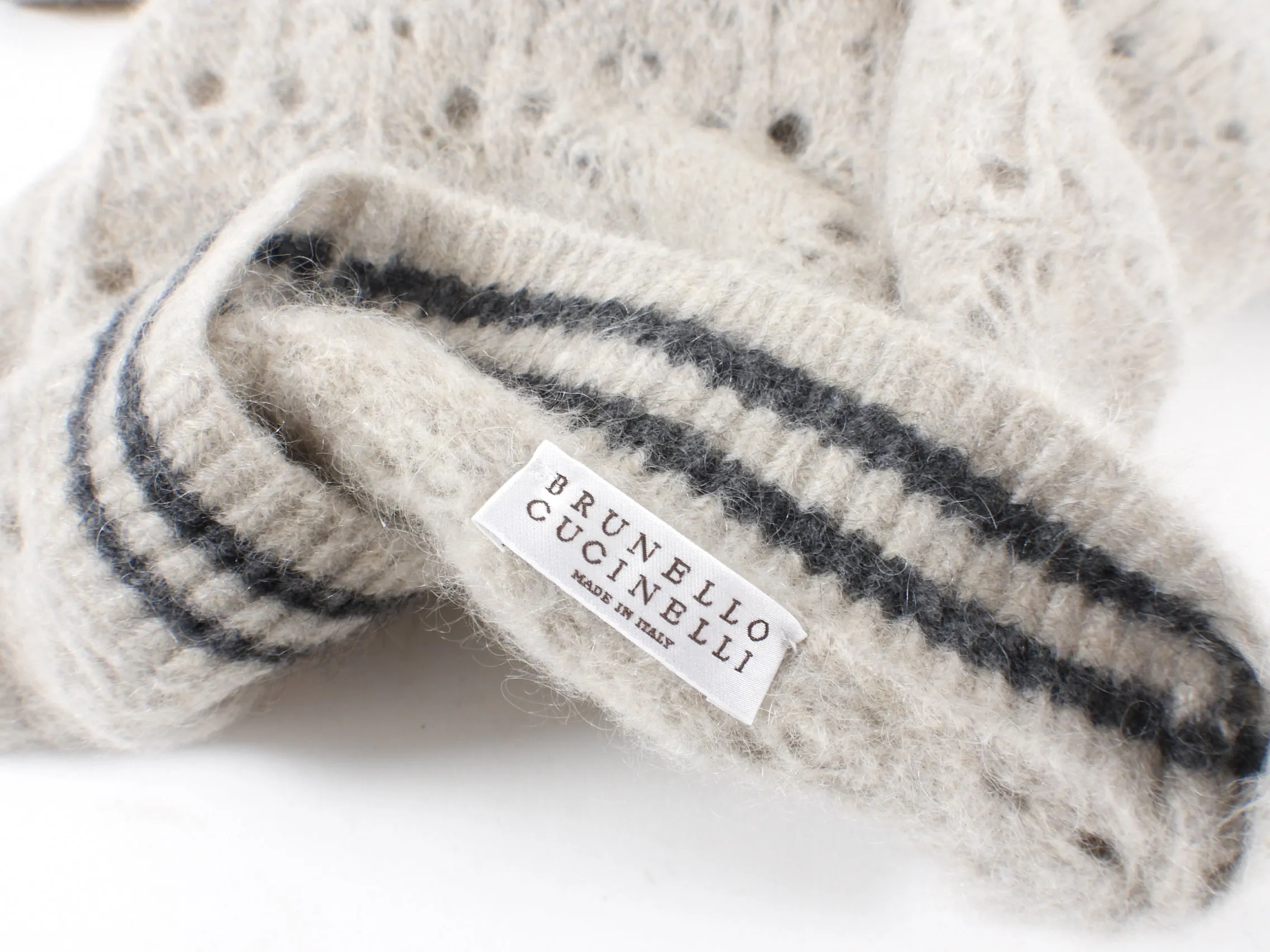 Brunello Cucinelli Light Taupe Mohair Knit Crop Cardigan Sweater - S (4/6)