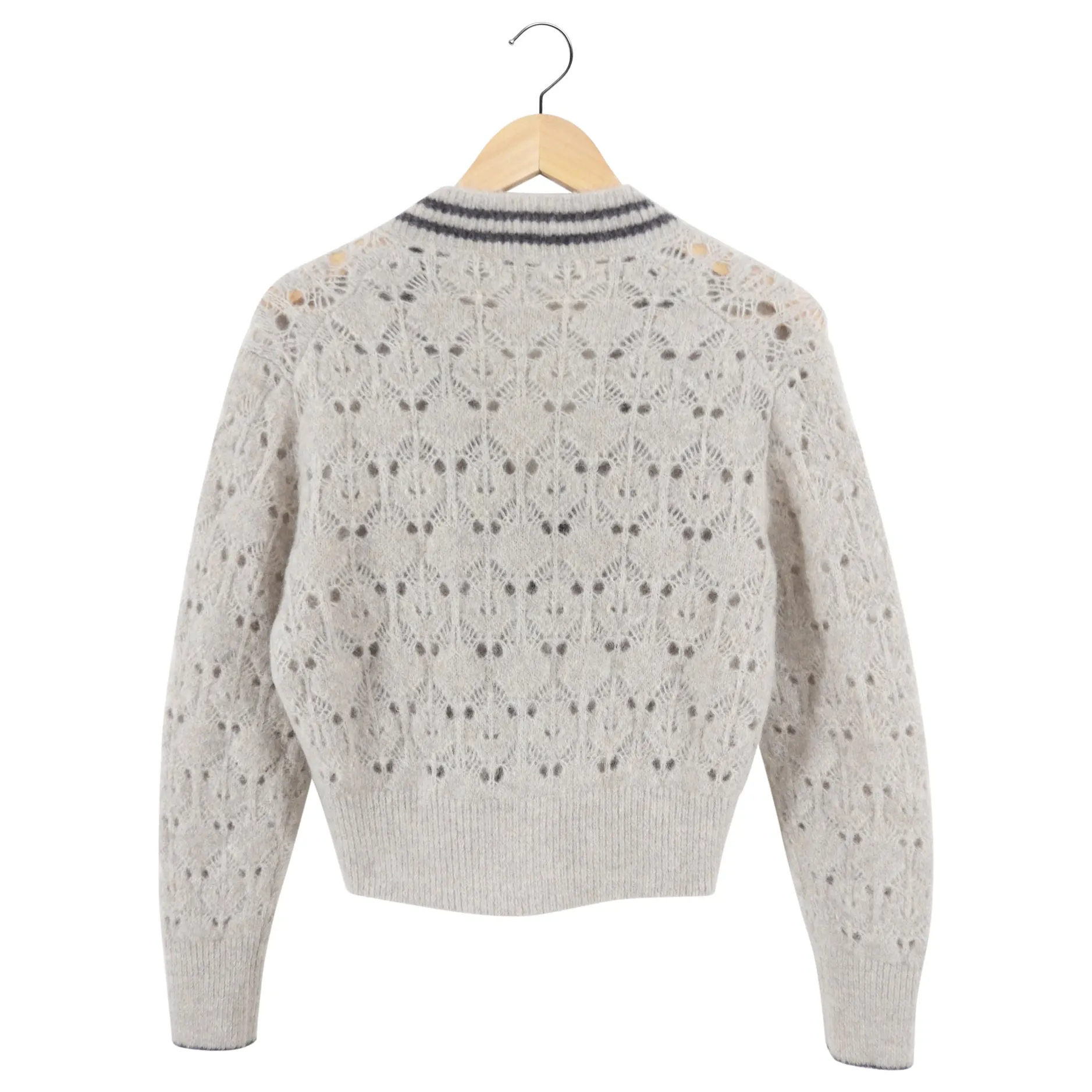 Brunello Cucinelli Light Taupe Mohair Knit Crop Cardigan Sweater - S (4/6)
