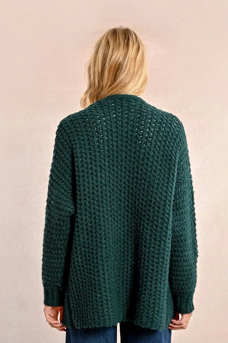 Cable Cardigan - Forest Green