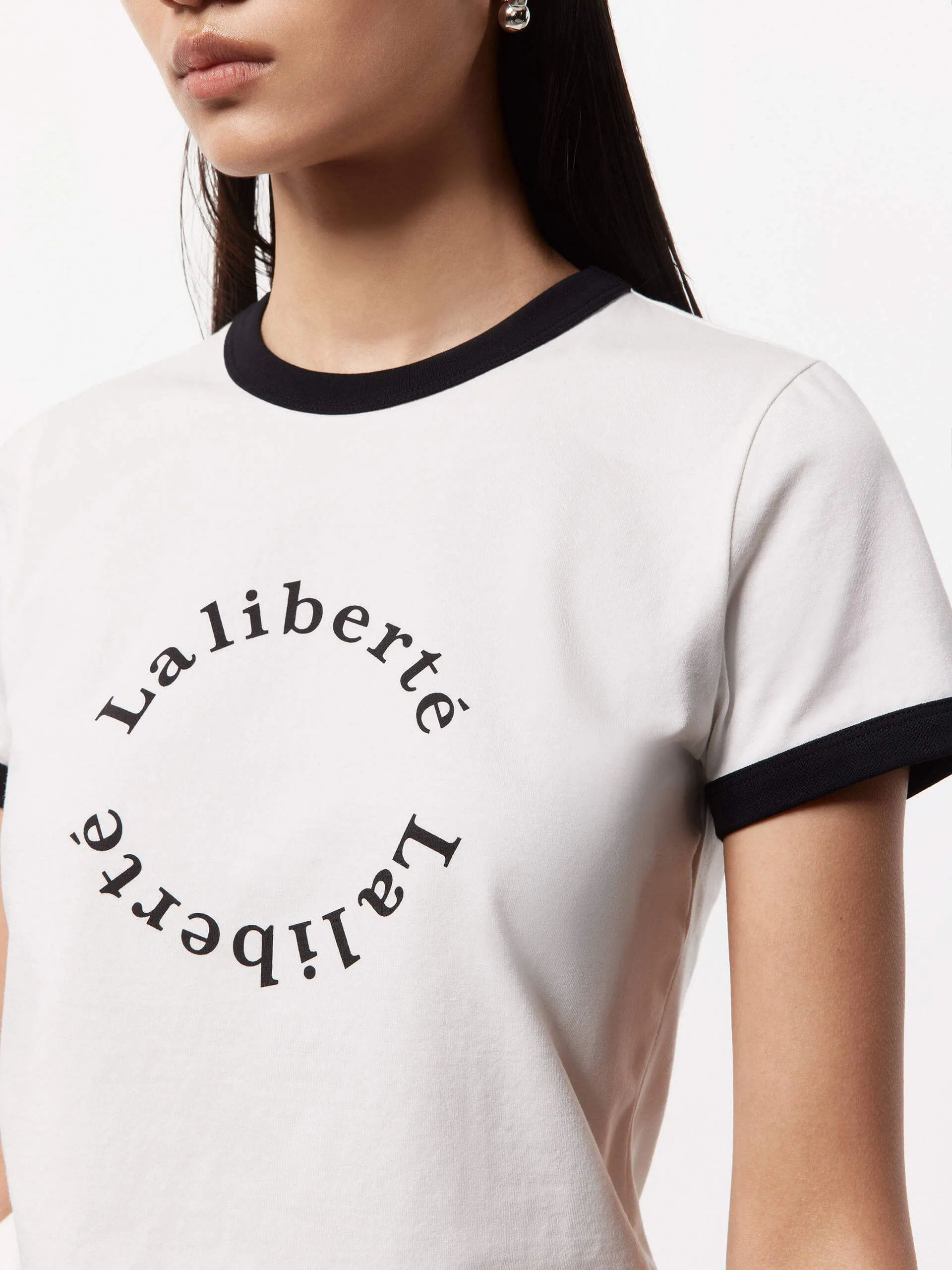 Cotton Contrast Detail T-shirt
