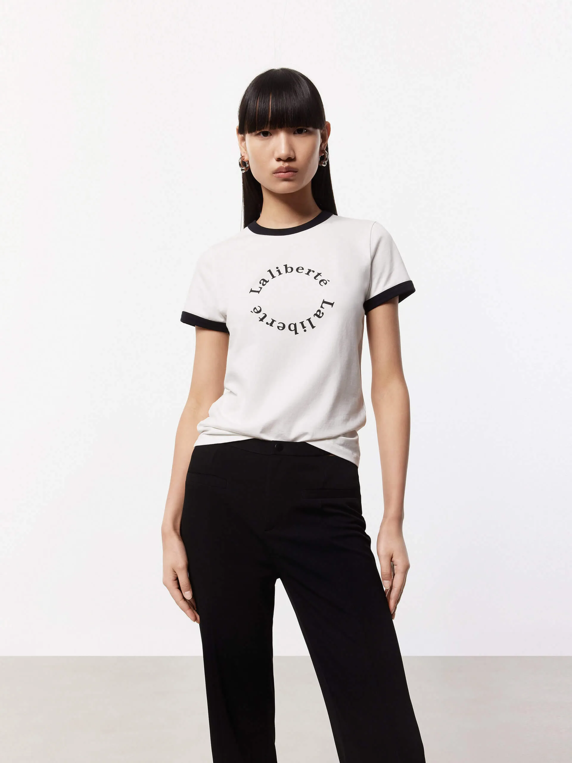 Cotton Contrast Detail T-shirt
