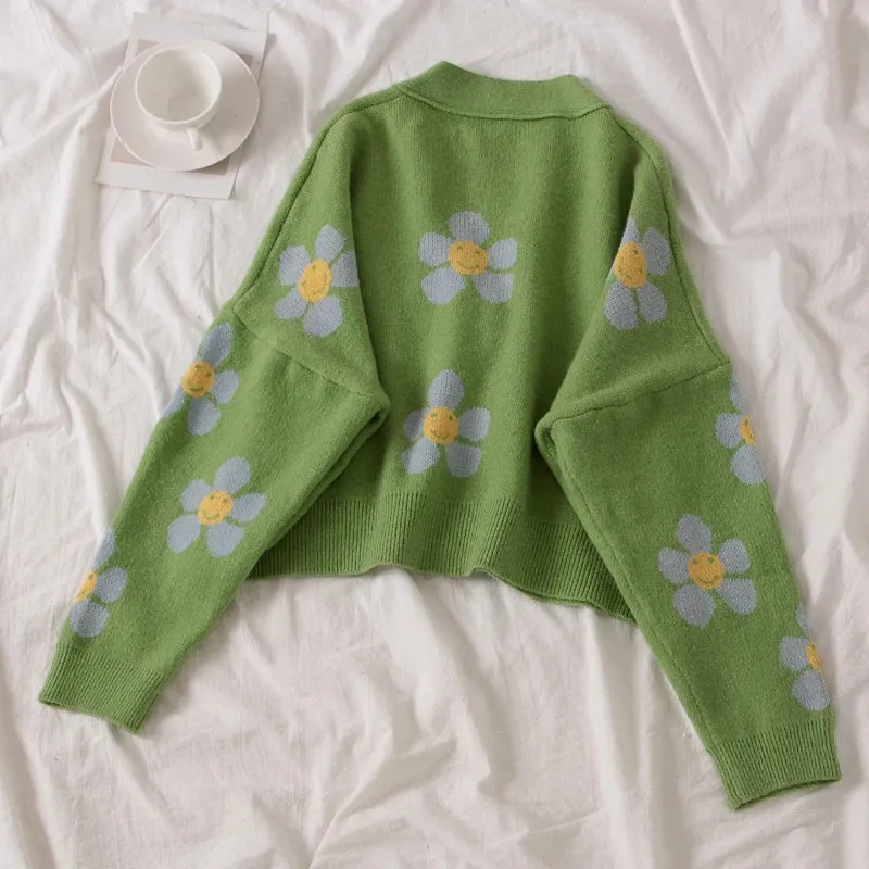 Cute and Preppy Floral Crop Top Cardigan