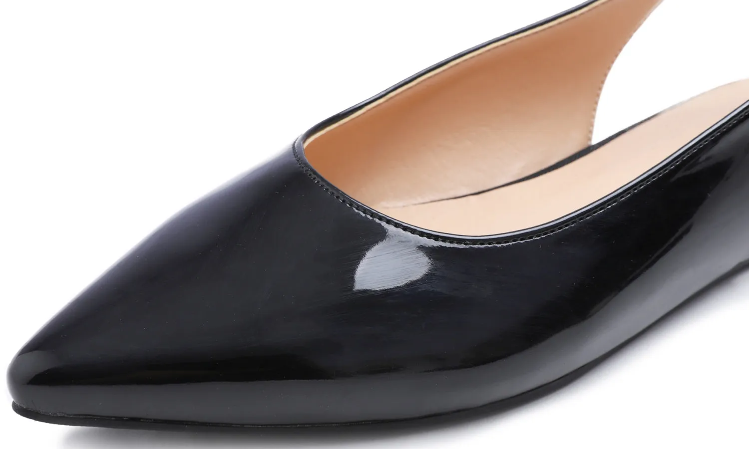 Feversole Pointed Toe Casual Slingback Flat Mules Women's Fashion Buckle Strap Slide Summer Slippers Black Patent