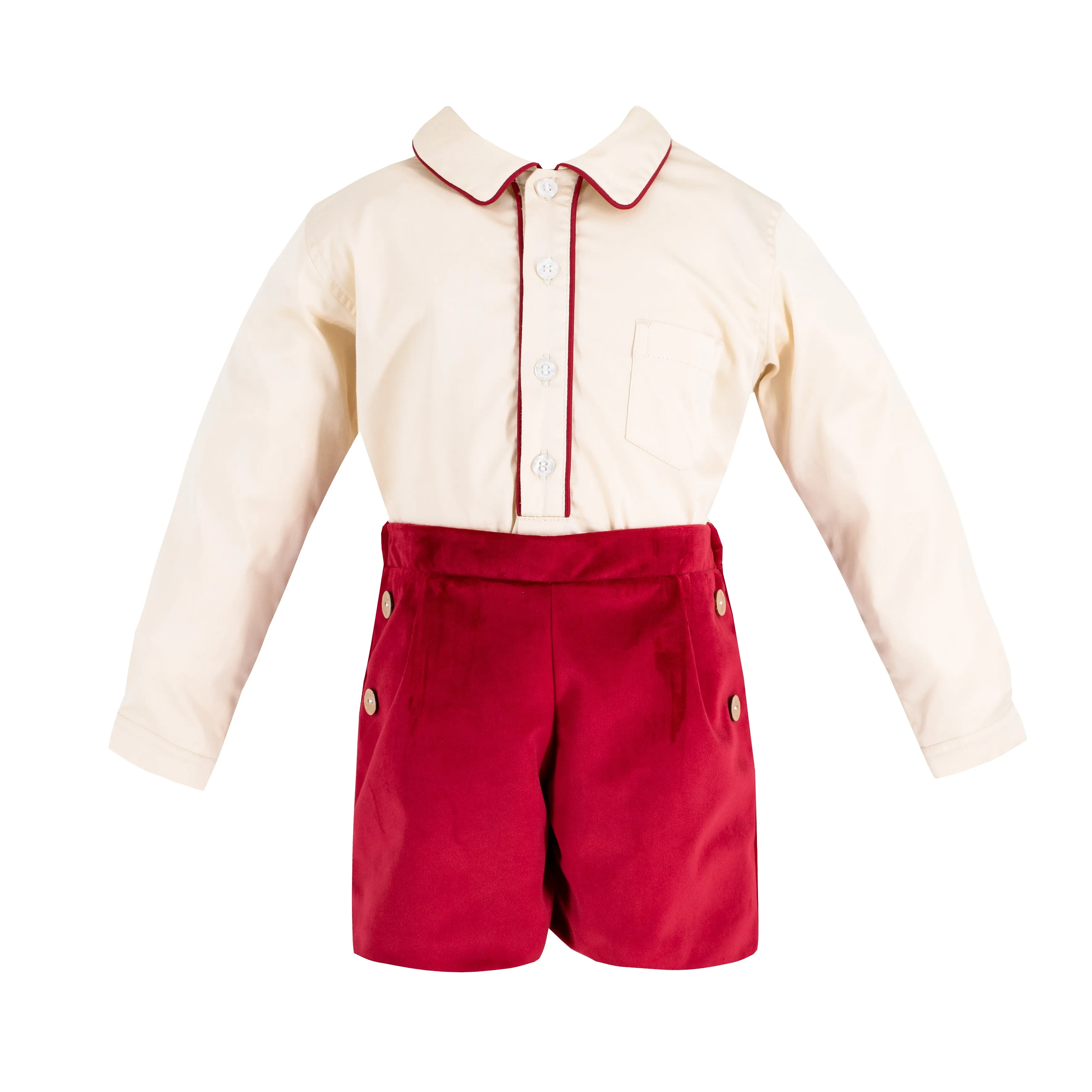 Hayden Long Sleeve Boy Set - Red Velvet