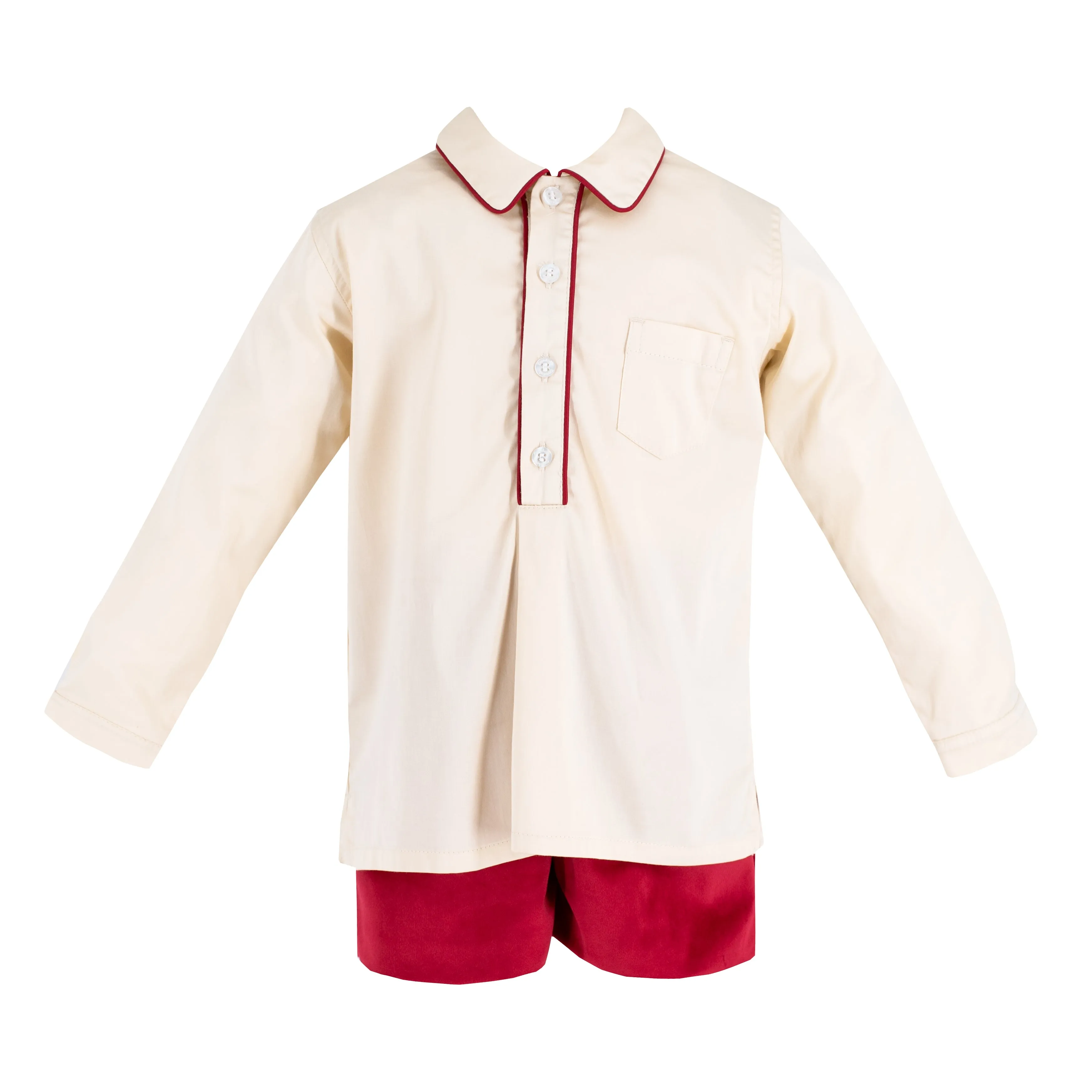 Hayden Long Sleeve Boy Set - Red Velvet