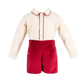 Hayden Long Sleeve Boy Set - Red Velvet