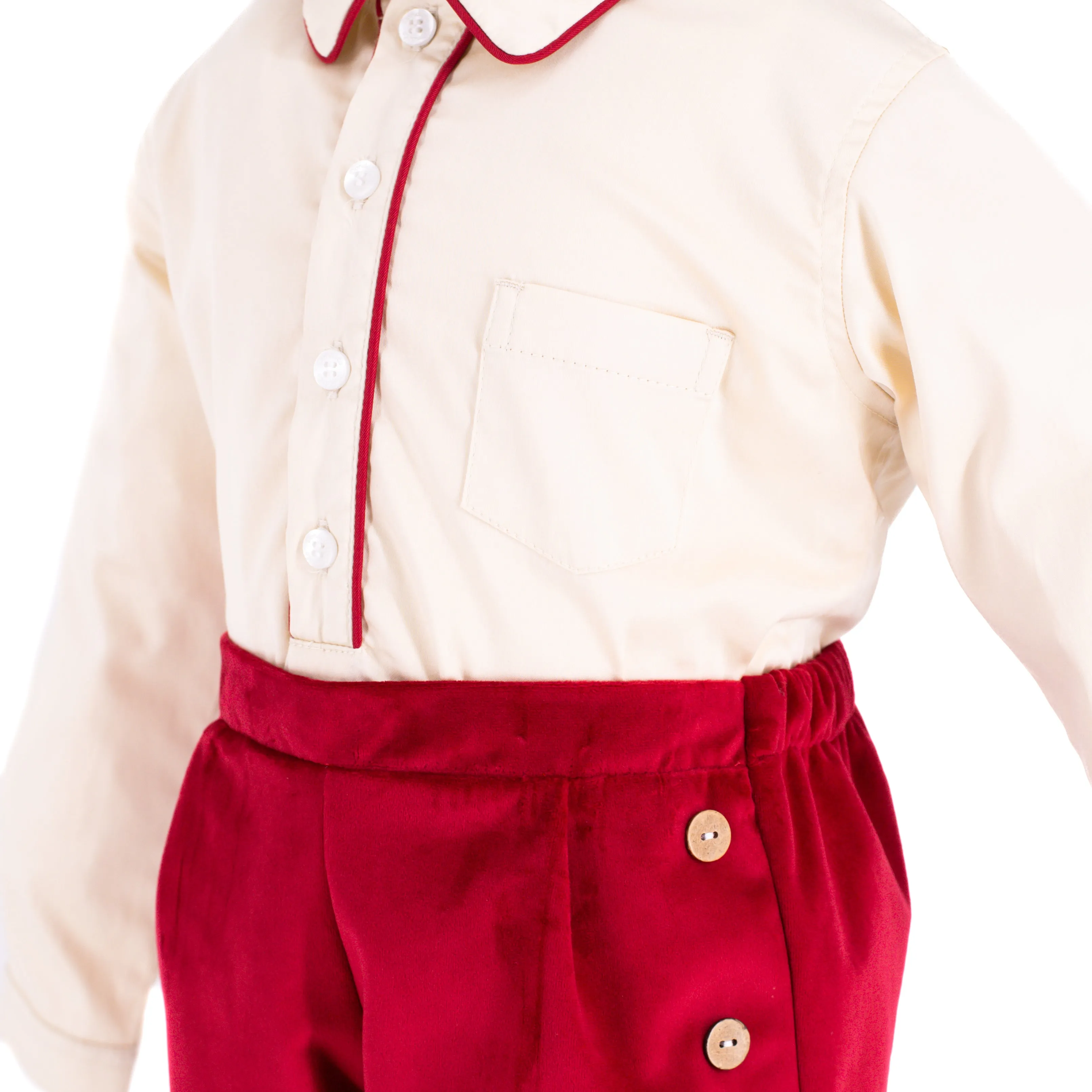 Hayden Long Sleeve Boy Set - Red Velvet