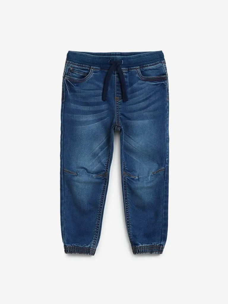 HOP Kids Blue Denim Jogger-Style Jeans