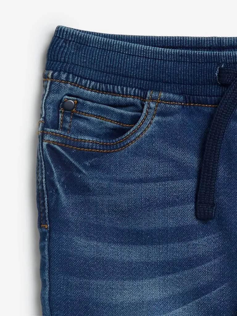 HOP Kids Blue Denim Jogger-Style Jeans