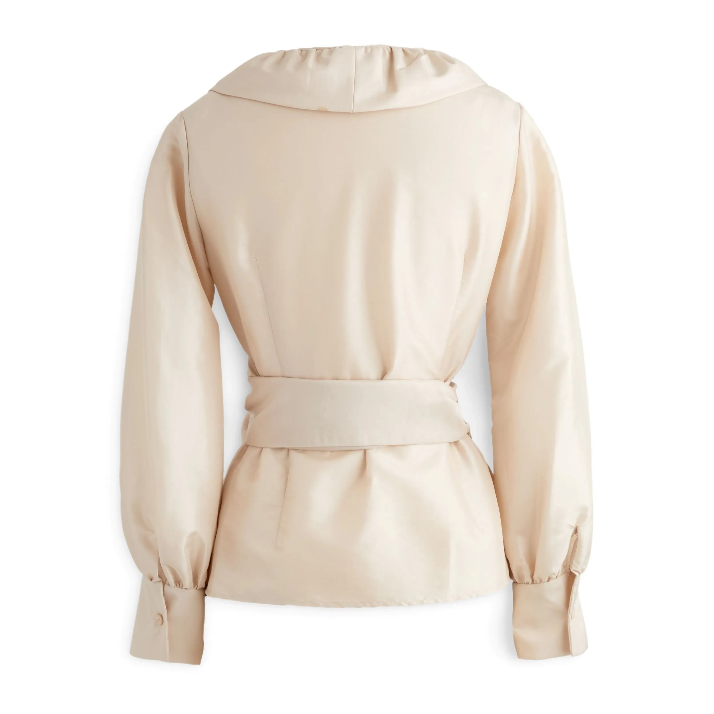 J. Peterman Women's Classic Fit Ruffle Hem Wrap Style Long Sleeve Holiday Blouse with Waist Tie