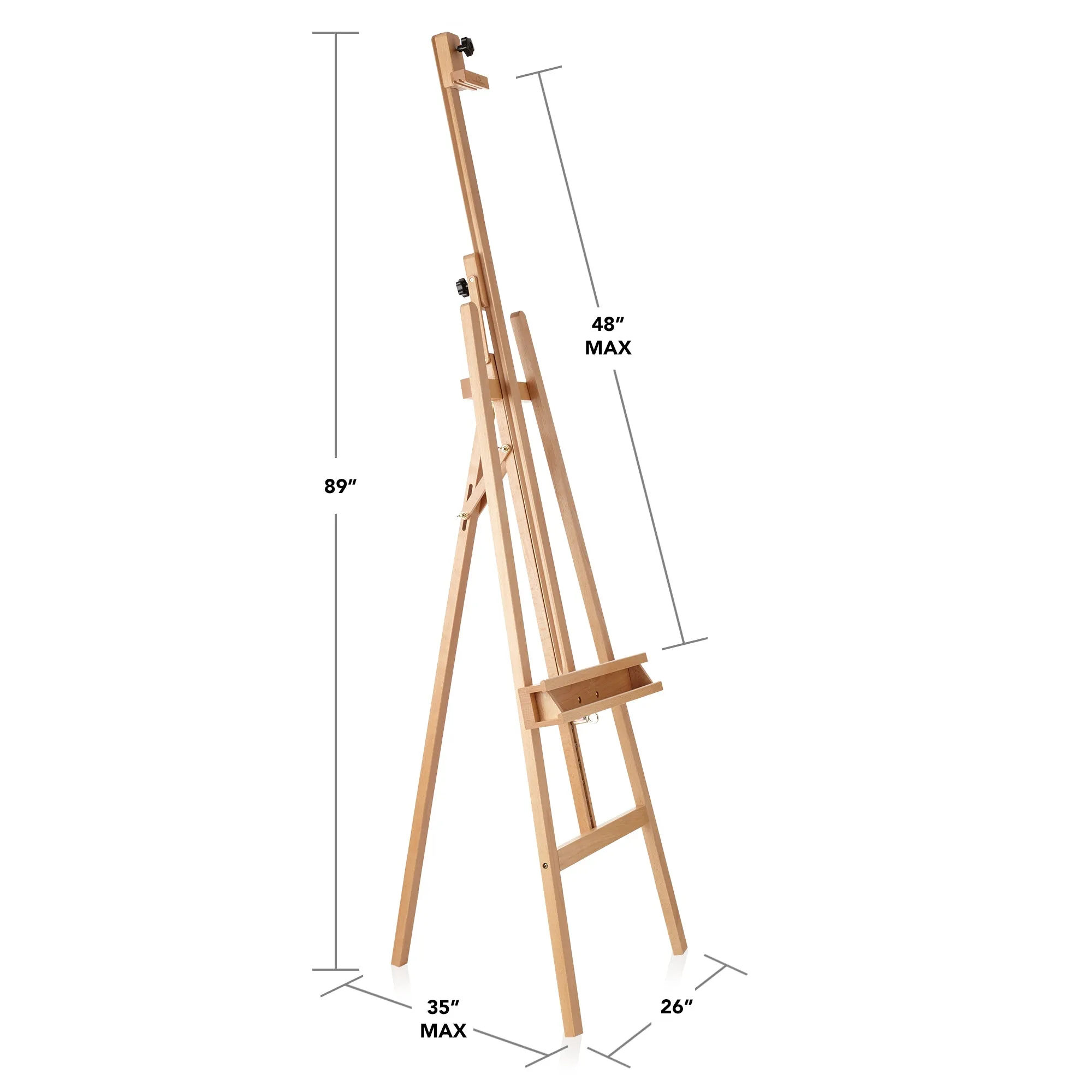 Large Adjustable Beechwood Artist Easel with Brush Holder- 7 Elements