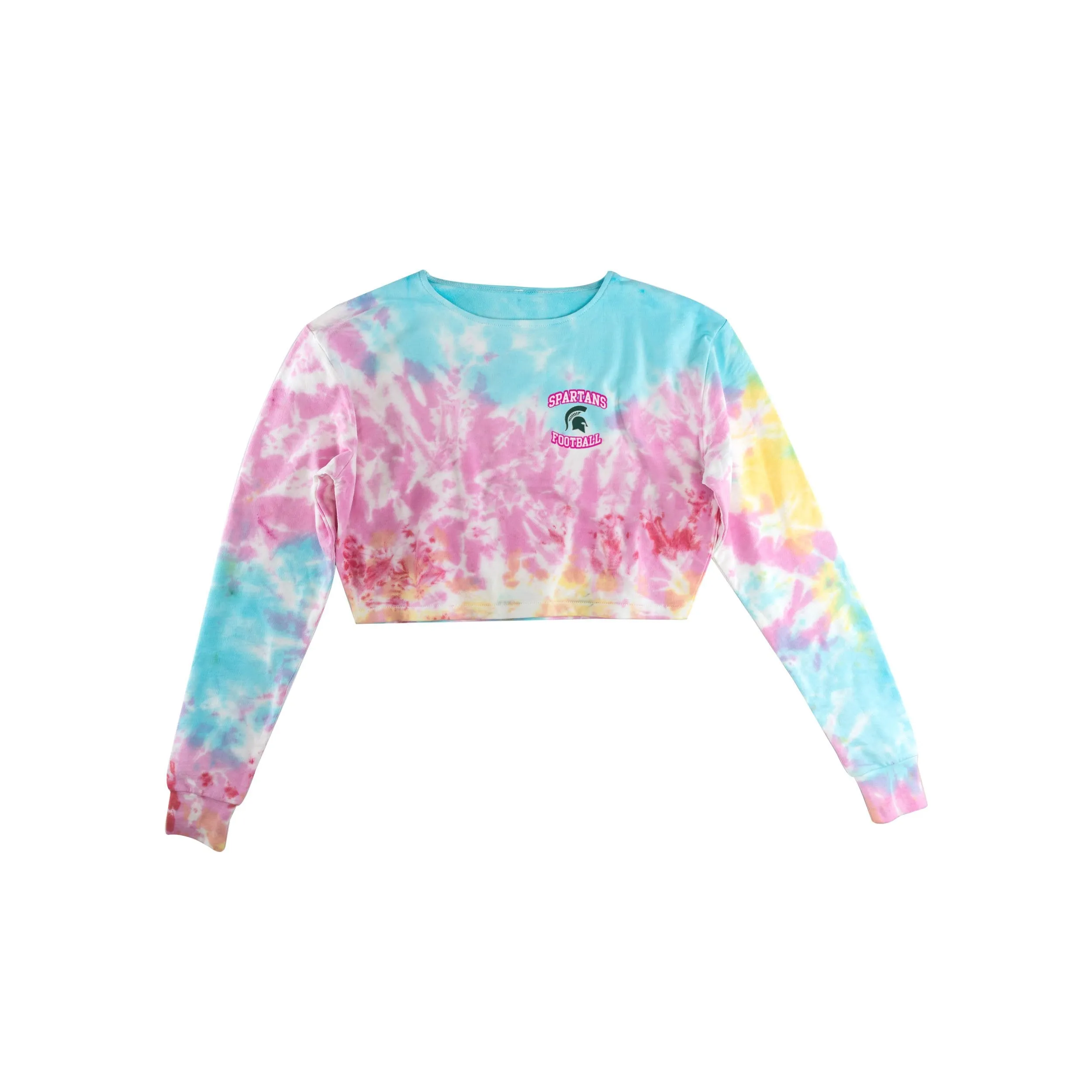 Michigan State Spartans NCAA Womens Pastel Tie-Dye Blast Cropped Sweater