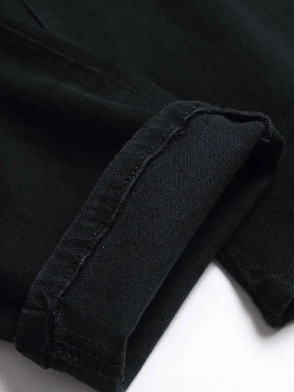 New style Zhangzi pattern micro-elastic high-quality fabric slim fit small straight jeans