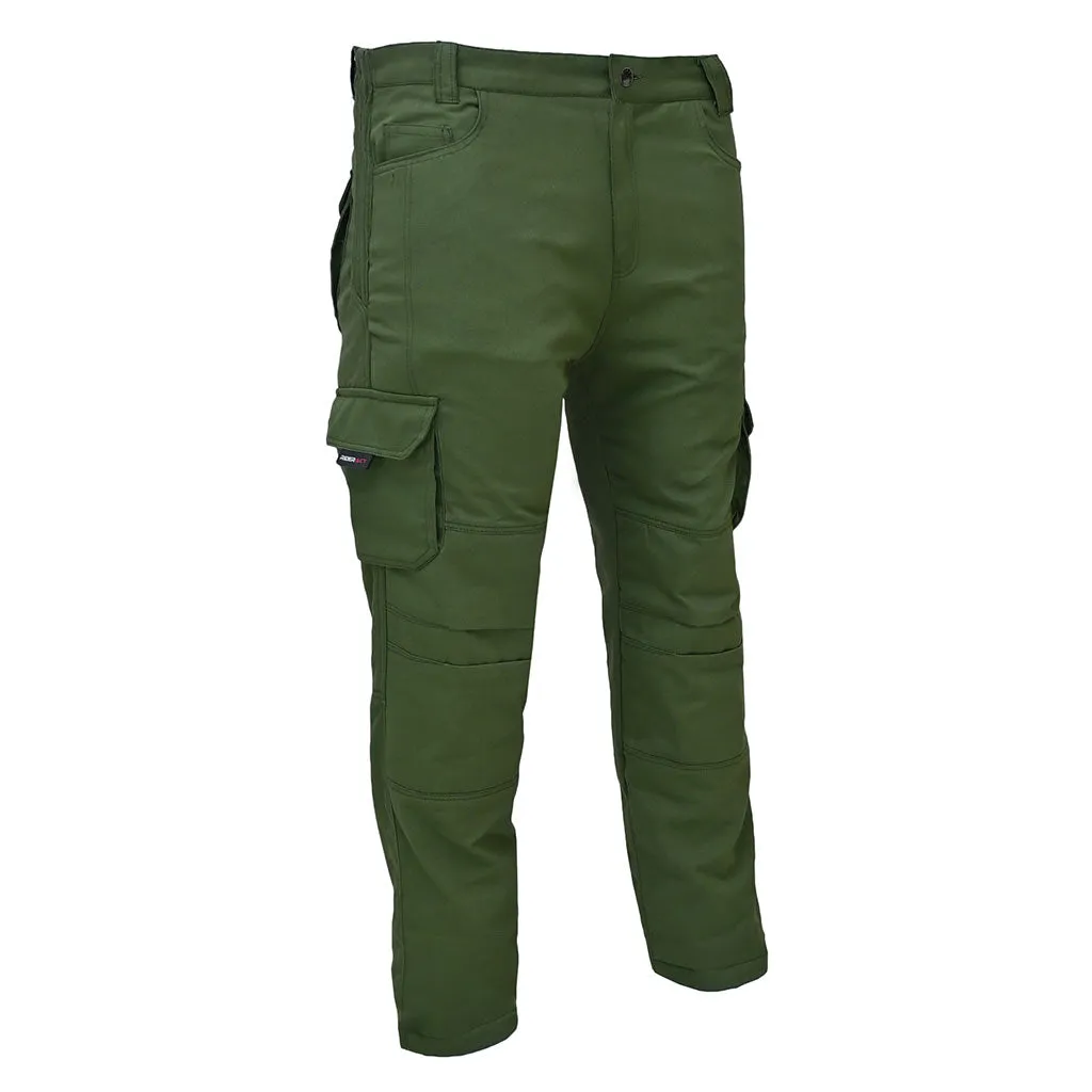 RIDERACT® Men Reinforced Cotton Cargo Motorccycle Pant Green
