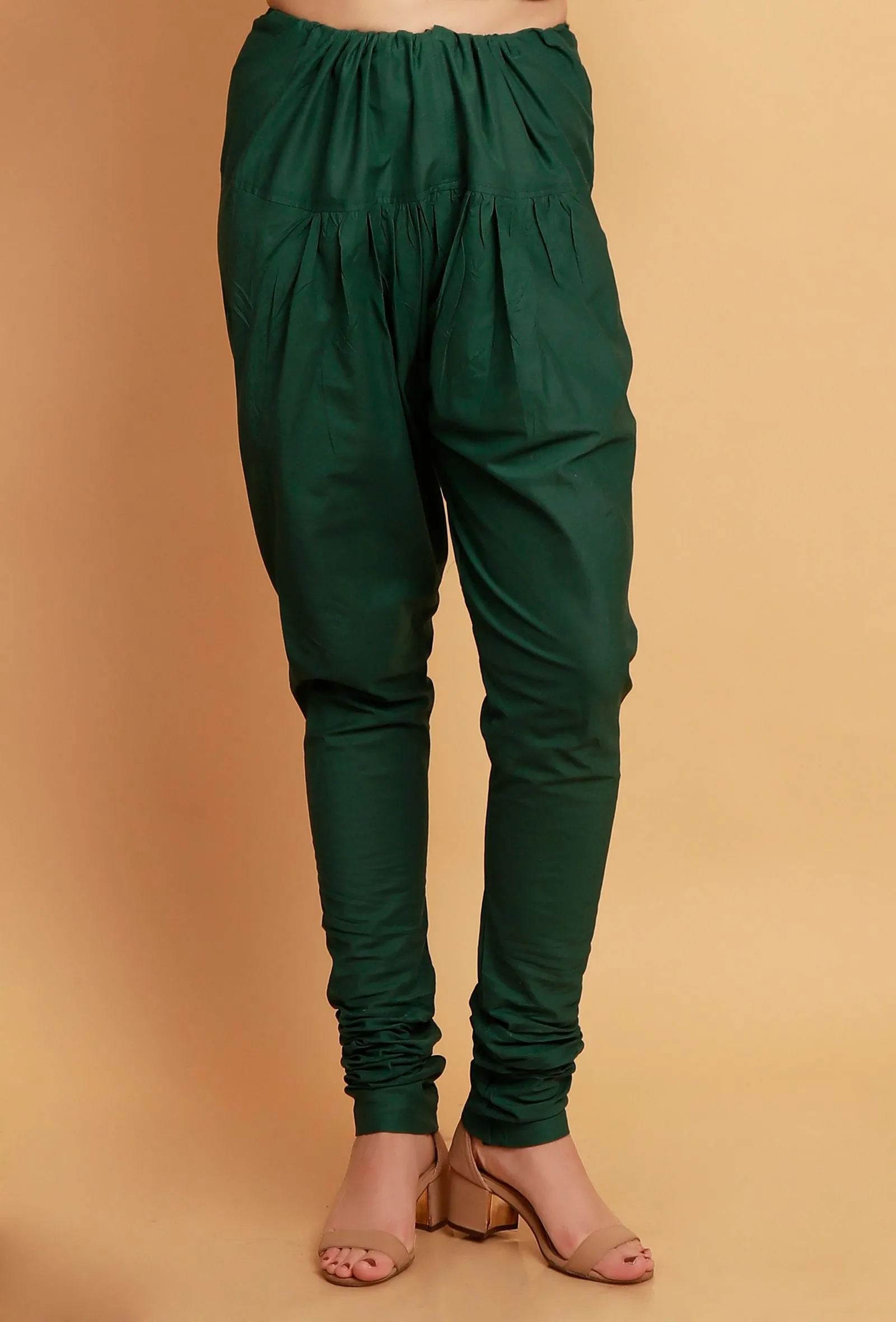 Set of 2:  Mint Green Halter Neck Sleeveless Kurta with Dark Green Cotton Churidar