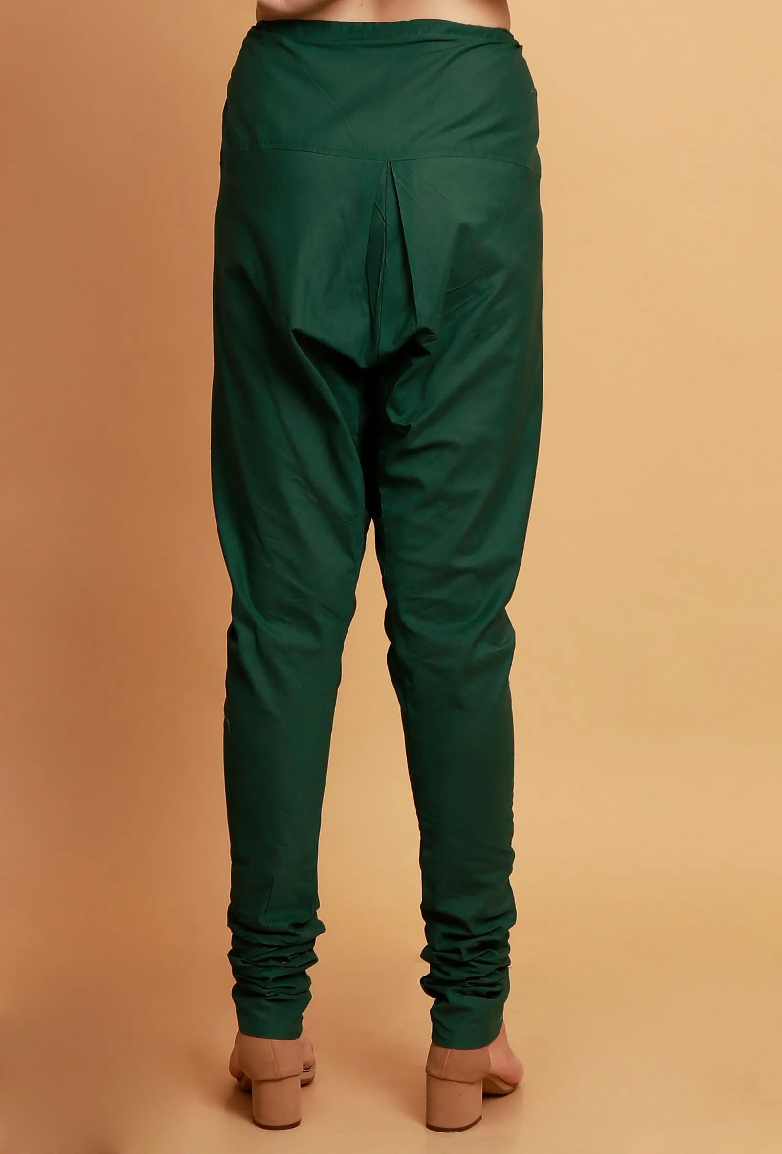 Set of 2:  Mint Green Halter Neck Sleeveless Kurta with Dark Green Cotton Churidar