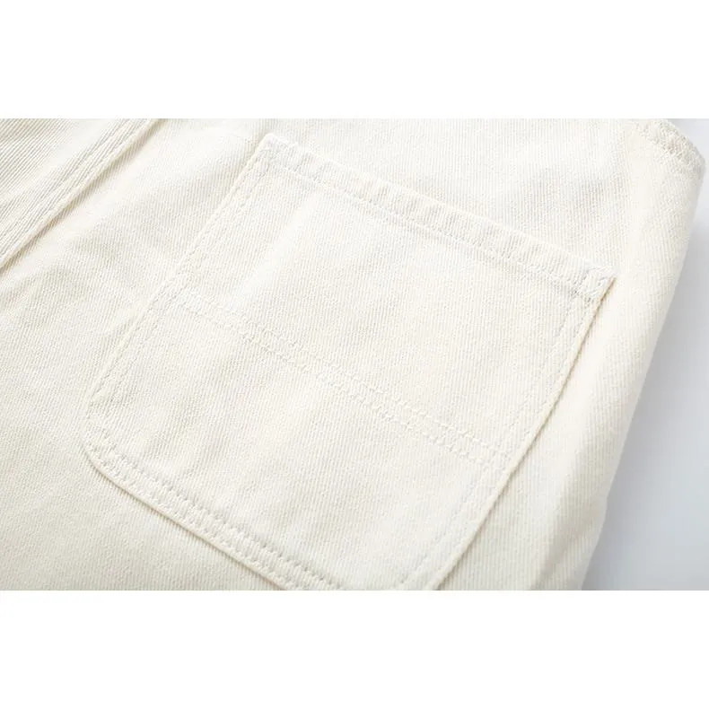 Slimming Embroidery Loose Fit Washed Denim Overalls