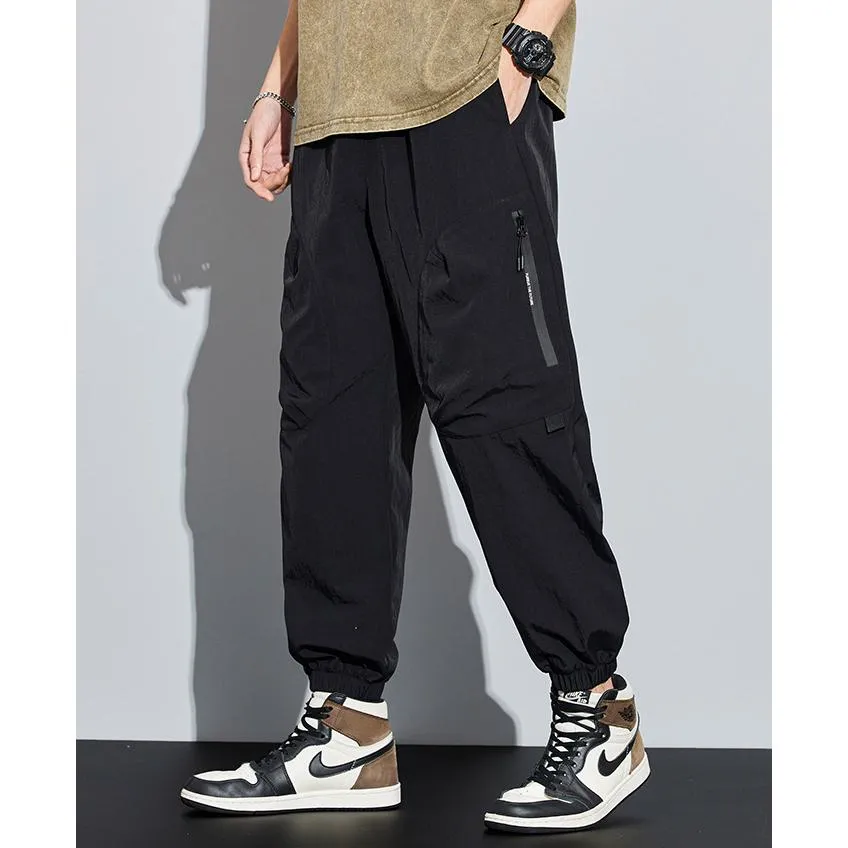 Tapered Zippered Pocket Solid Color Cargo Pants