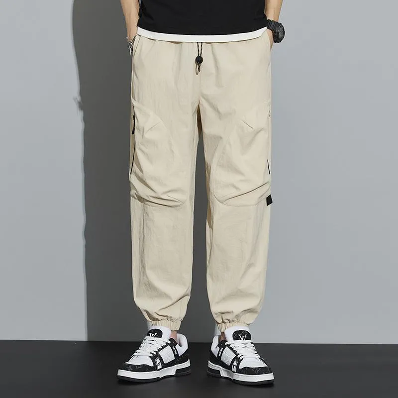 Tapered Zippered Pocket Solid Color Cargo Pants