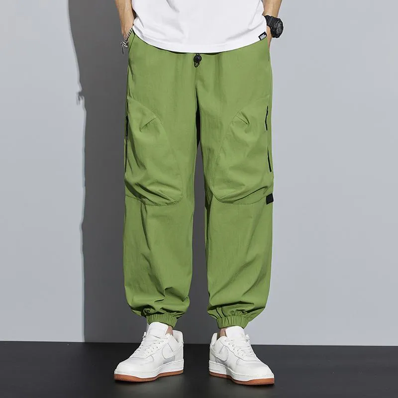 Tapered Zippered Pocket Solid Color Cargo Pants