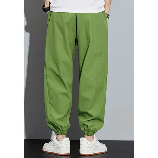 Tapered Zippered Pocket Solid Color Cargo Pants