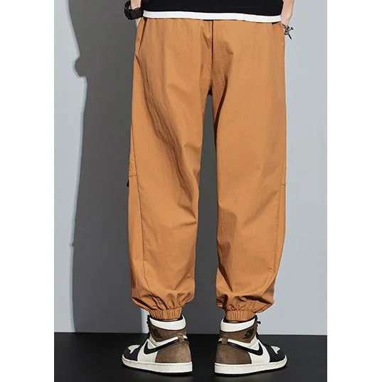 Tapered Zippered Pocket Solid Color Cargo Pants