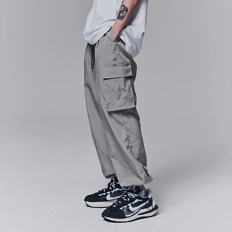 Wiaofellas Oversized Cargo Pants Men Fashion Retro Pocket Casual Pants Men Streetwear Hip-hop Loose Straight Wide Leg Pants Mens Trousers