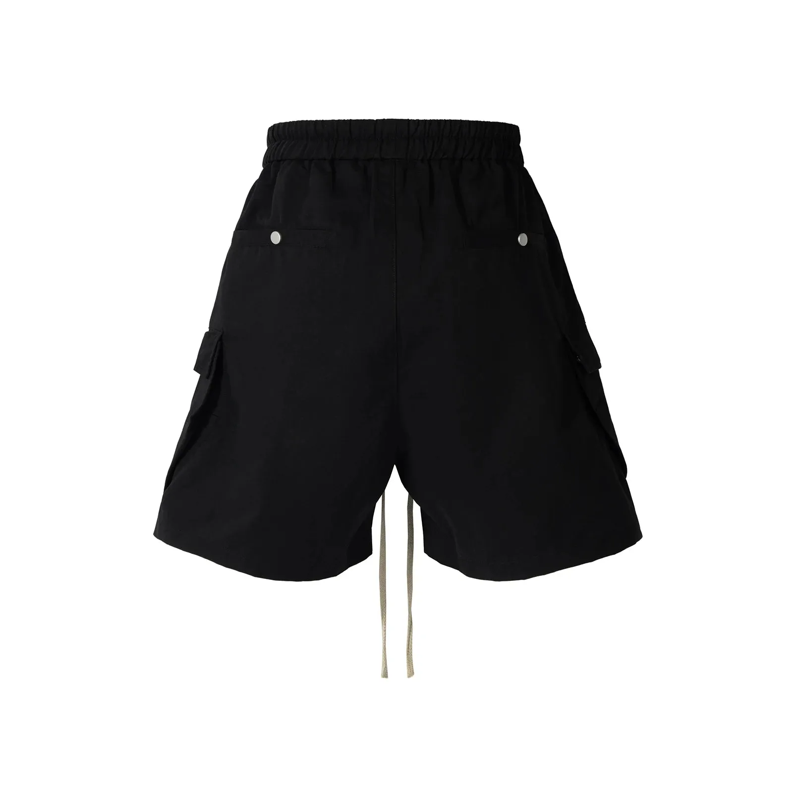 Wiaofellas  -  Style Multi-pockets Drawstring Black Cargo Pants for Men Streetwear Baggy Casual Knee Lenght Pants Oversized Loose Cargo