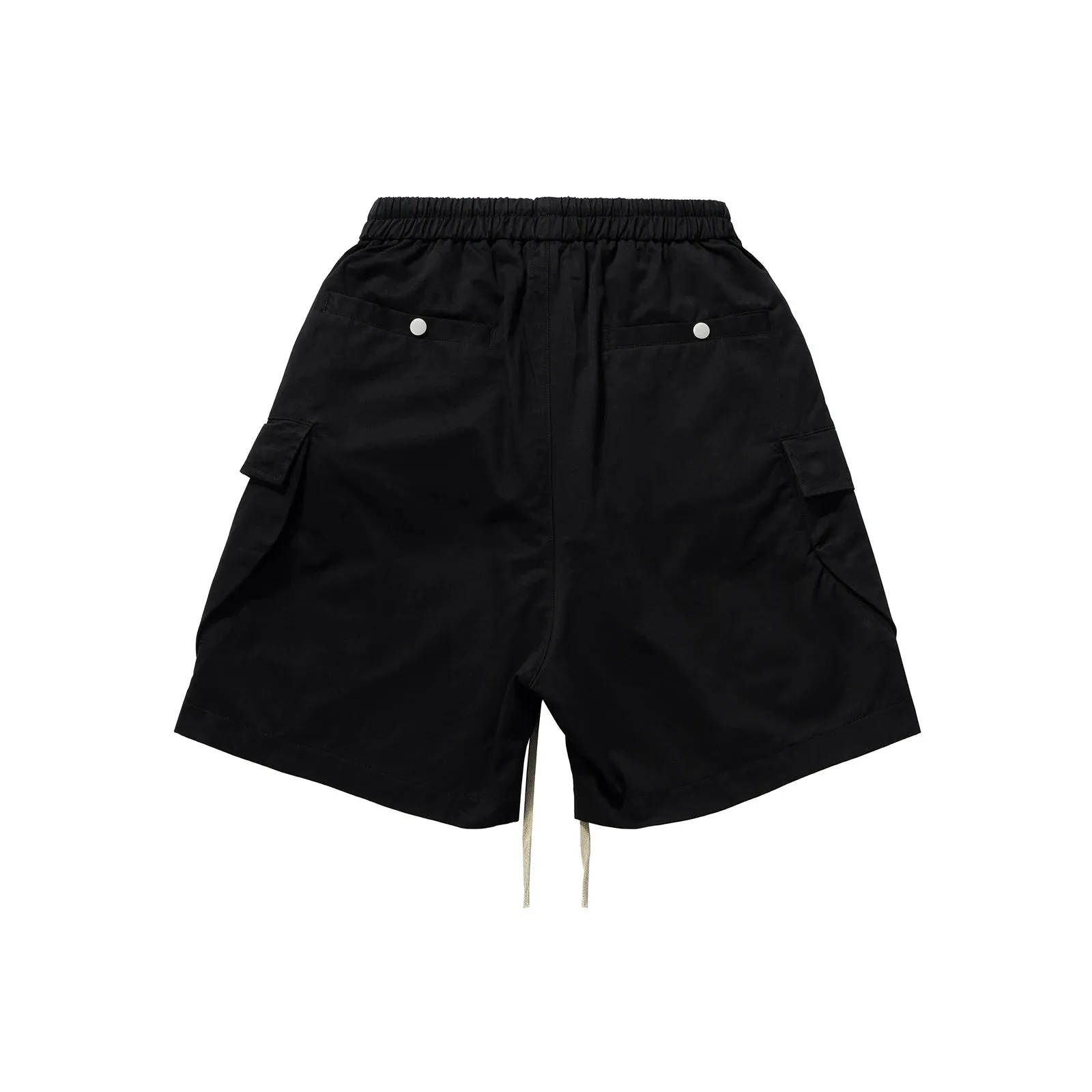 Wiaofellas  -  Style Multi-pockets Drawstring Black Cargo Pants for Men Streetwear Baggy Casual Knee Lenght Pants Oversized Loose Cargo