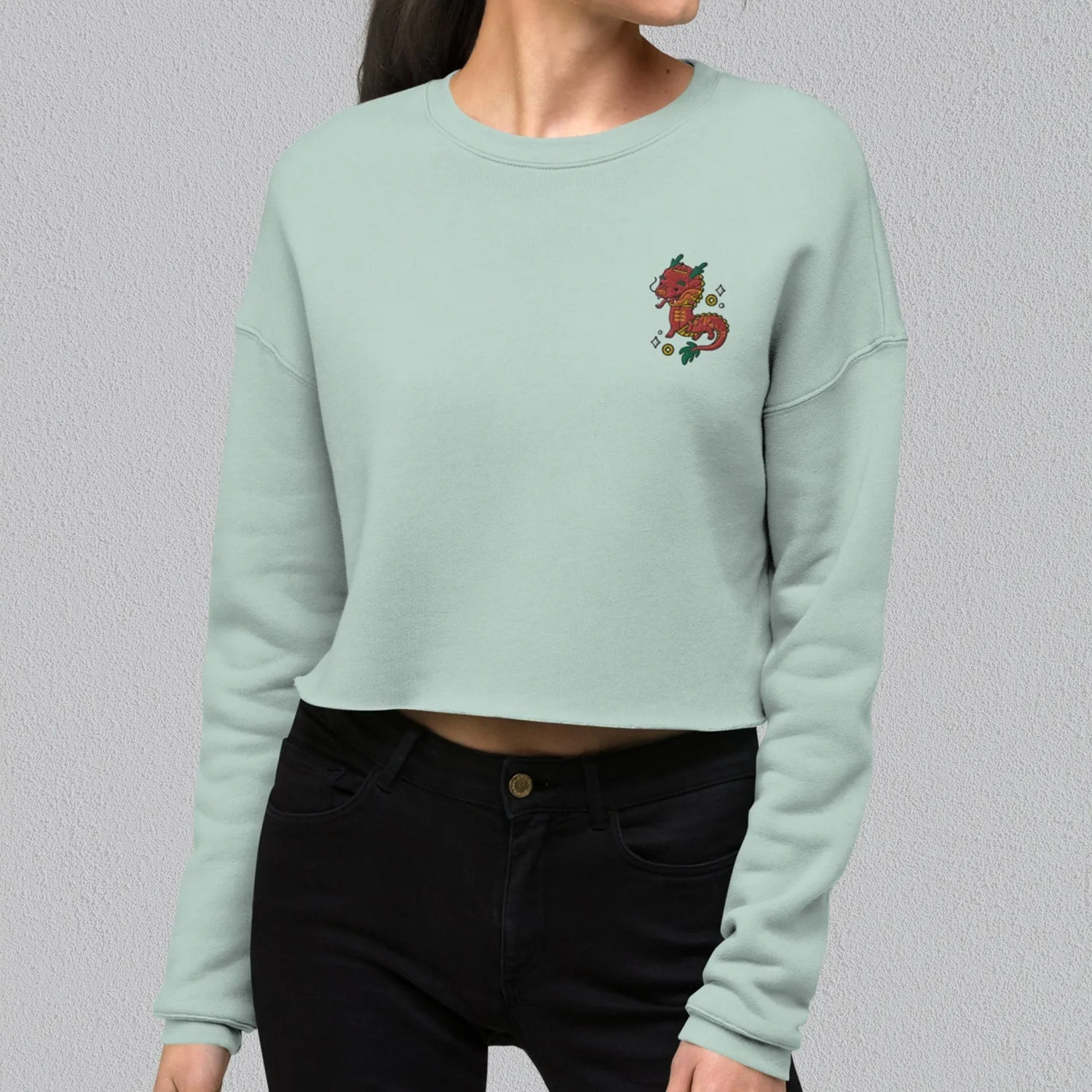 Year of the Dragon Embroidered Crop Sweatshirt